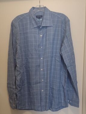 Peter Millar Blue Striped Button Down Long Sleeve Shirt (J760)